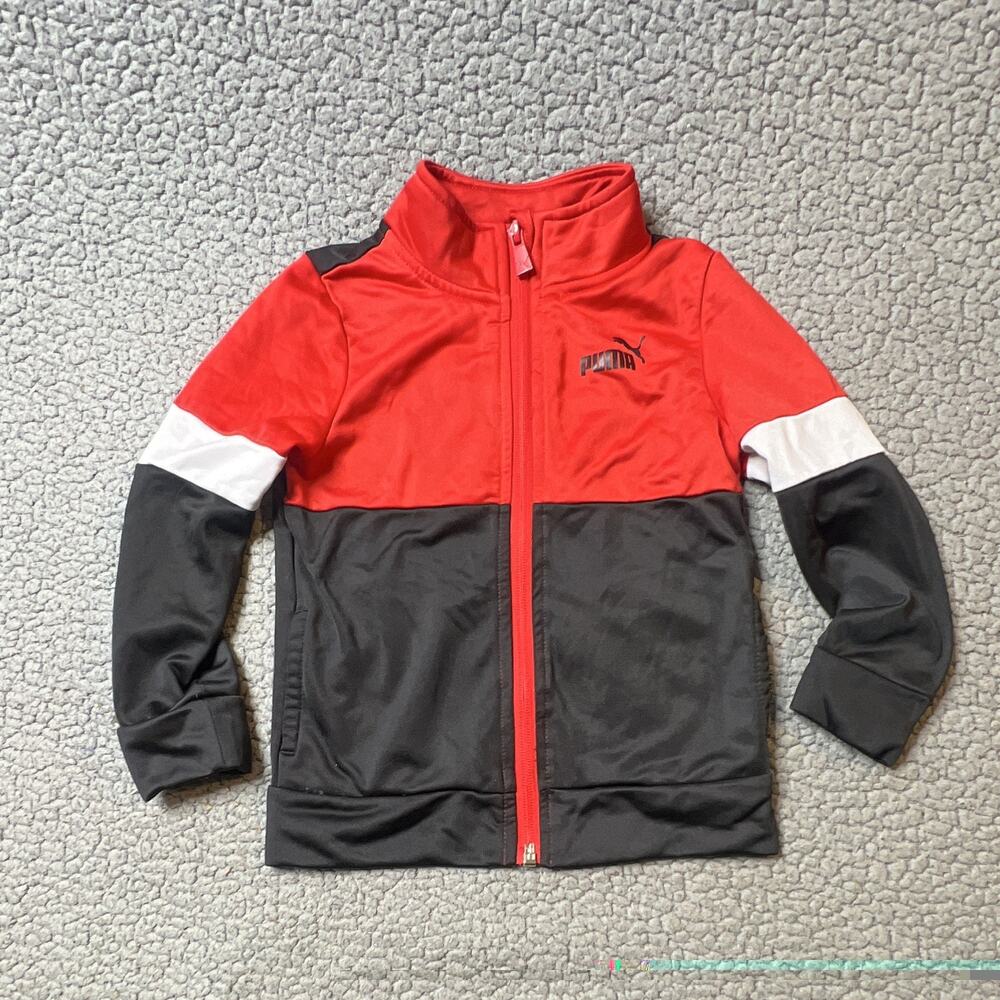 Puma Full Zip Up Light Jacket Little Boys Size 3T Red & Black